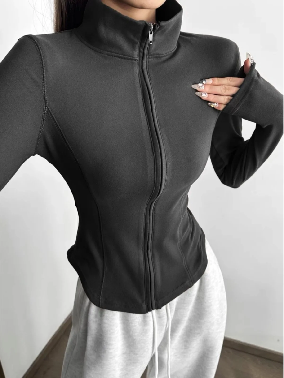 Большие размеры Chubby Girl Американская рубашка с полувысоким воротником на молнии