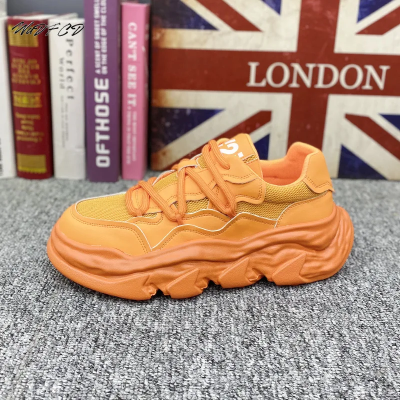 

Массивные кроссовки, мужские дизайнерские кроссовки для бега, модная повседневная кожаная сетчатая дышащая обувь с увеличенной высотой на платформе, спортивная обувь