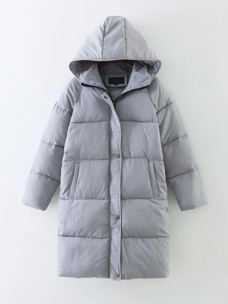Women's New Winter Thickened Long Sleeve Large Size Hooded Jacket Female Fashion Solid Color Long Coat Cotton Warm Parker Cotton