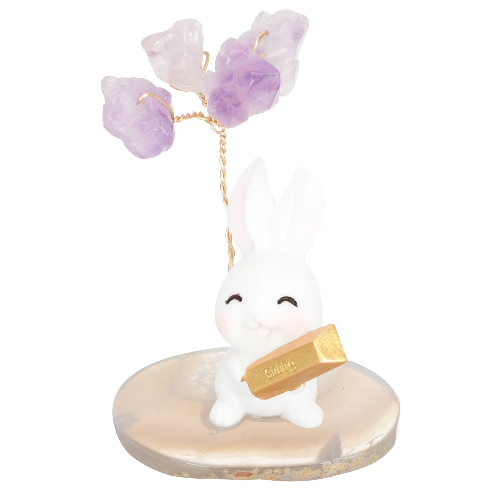 

Tree Money Crystal Rabbit New Figurine Year Tabletop Ornament Decor Chinese Bonsai Fortune Agate Gemstones Stone Feng Easter