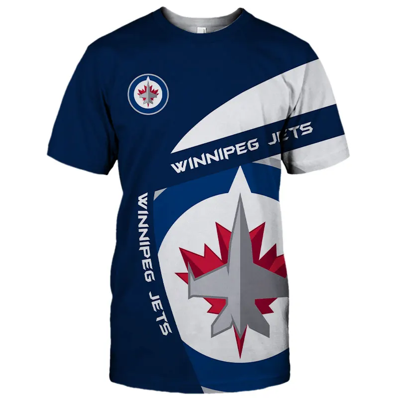 

New Summer Casual Tops Winnipeg Blue White Stitching Cartoon Airplane Print Jets T-shirts oversized t shirt camiseta masculina