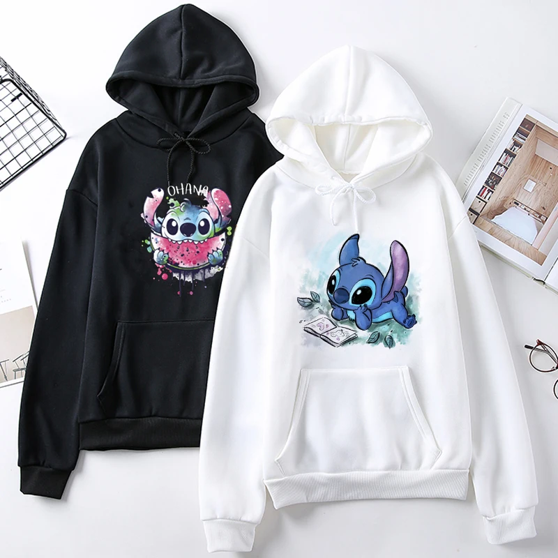 

Kawaii Disney Lilo Stitch Anime Funny Cartoon Hoodies Women Kawaii Ohana Stitch Manga Sweatshirt Graphic Harajuku Hoody Female