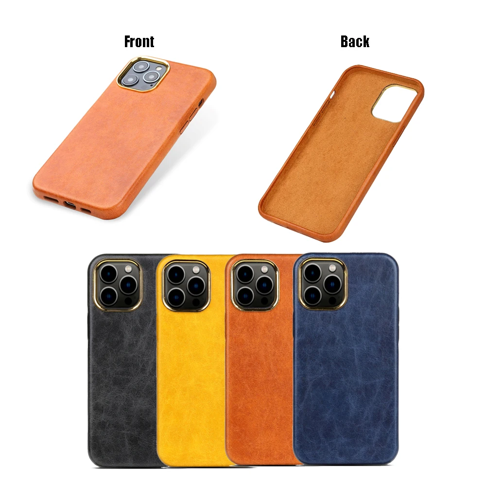 

Classic Vintage Grain Leather for 13promax 13mini 12pro Anti-fall Hard Shell Korean Business Style for 12promax 12mini 11proCase
