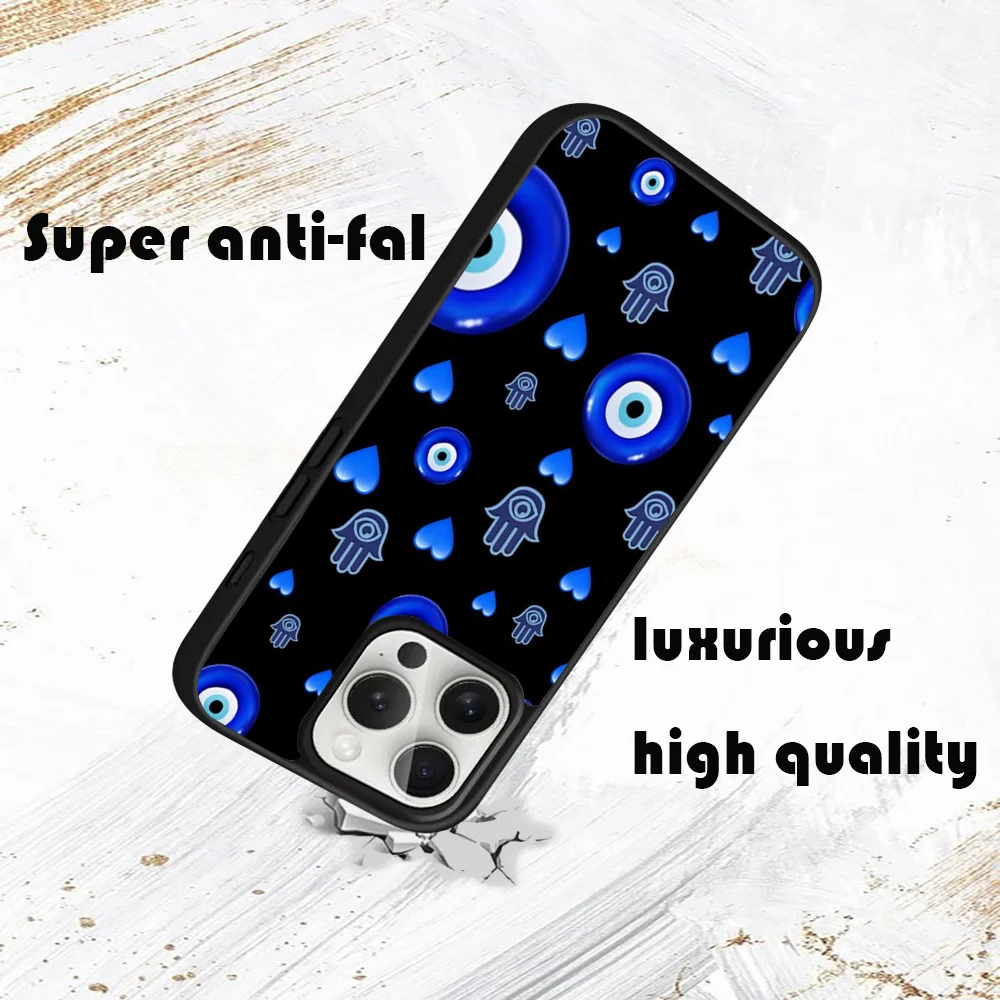 Blue Eye Nazar Boncugu Evil Phone Case For iPhone 16 15 14 13 12 11 Pro Max Plus Mini PC Fashion High Quality mirror phone case