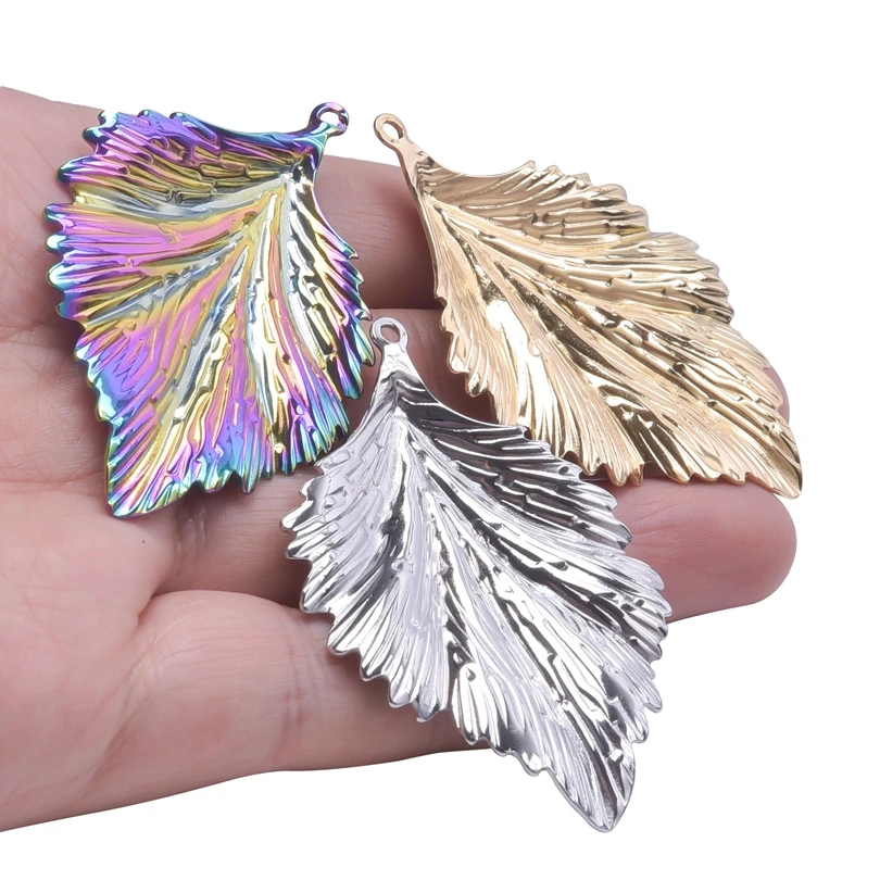 

Stainless Steel Large Leaf Gothic Charm Vintage diy Giant Earrings Pendant Jewelry Making Craft Necklace Supplies DIY Materials