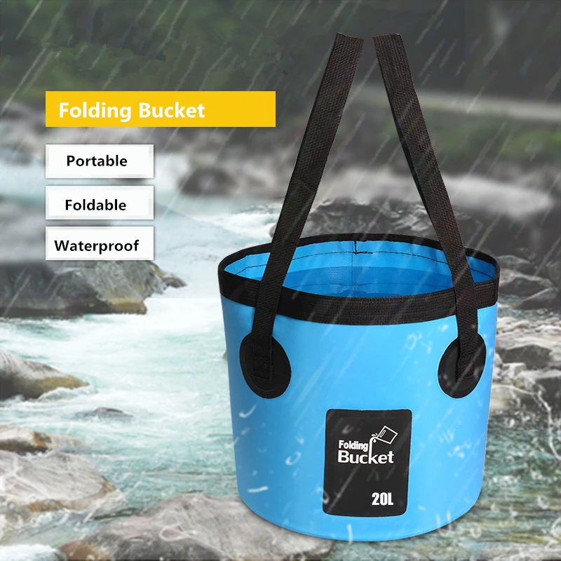 12L 20L Water Bag Portable Bucket Water Storage Carrier Bag Container Waterproof Camping Hiking Fishing Travel Fold Bucket Bags
