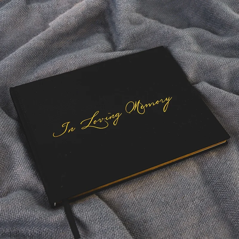 

Custom High Quality Black And Gold In Loving Memory Funeral Guest Book For Memorial Service