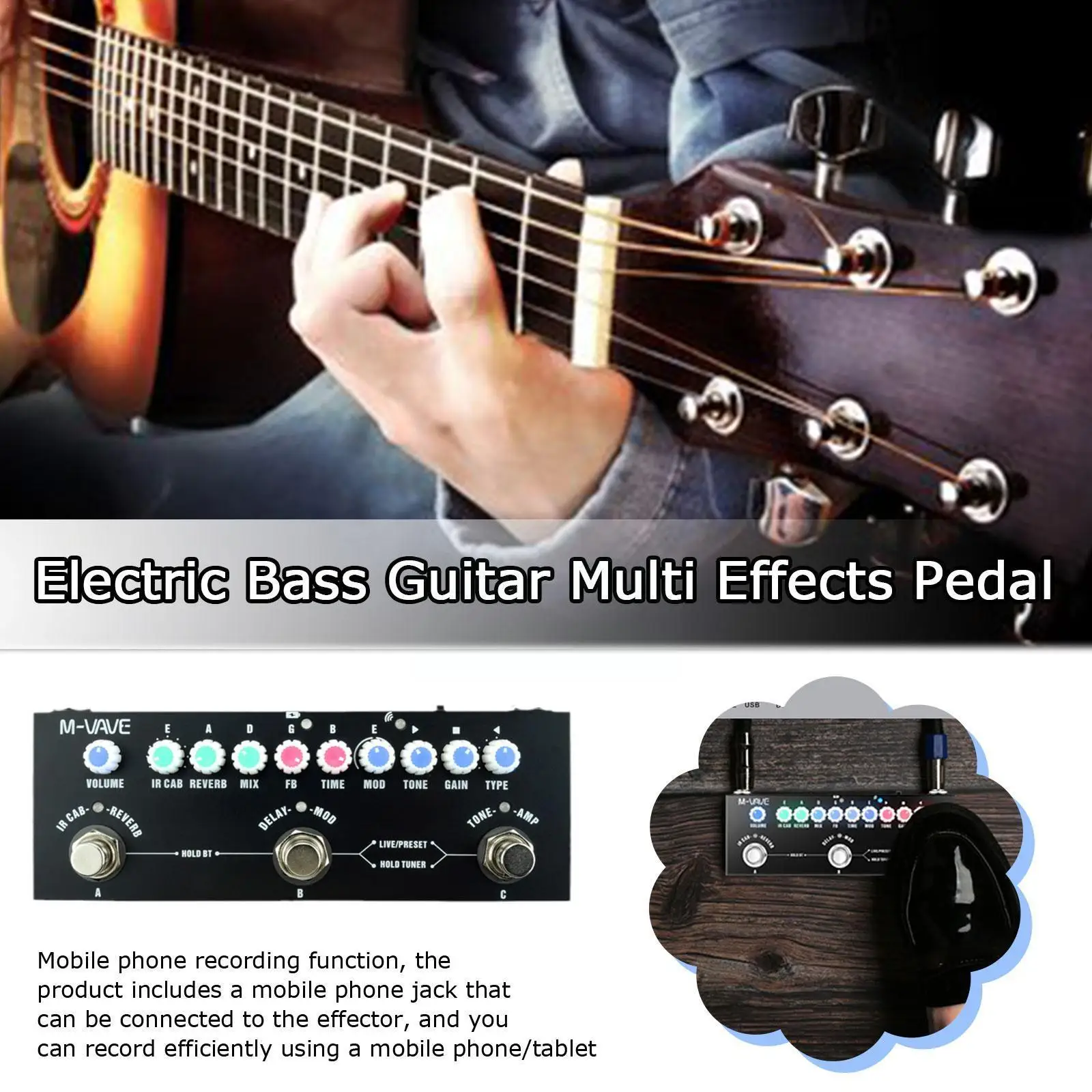 

Multi Effects Guitar Pedal with IR Loading,9 AMP Models, Reverb Overdrive Distortion Multi Pedal Phase/Chorus Delay Effects Z7L0