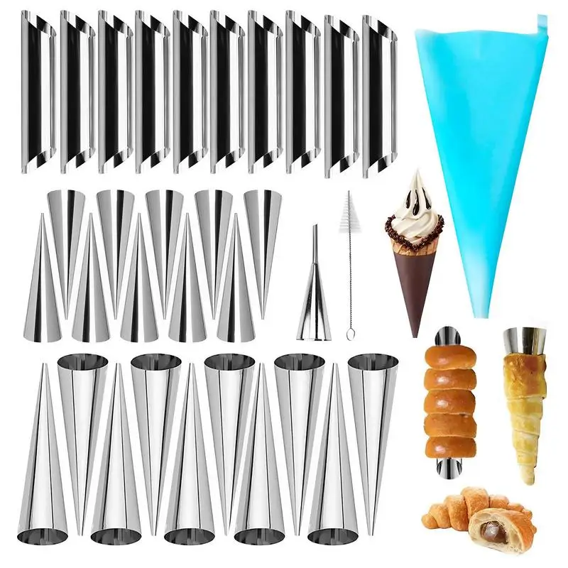 

Cannoli Forms Stainless Steel Cannoli Tubes Molds Kit Non-stick Pastry Making Mould For Danish Pastry Croissant Shell Cream Roll