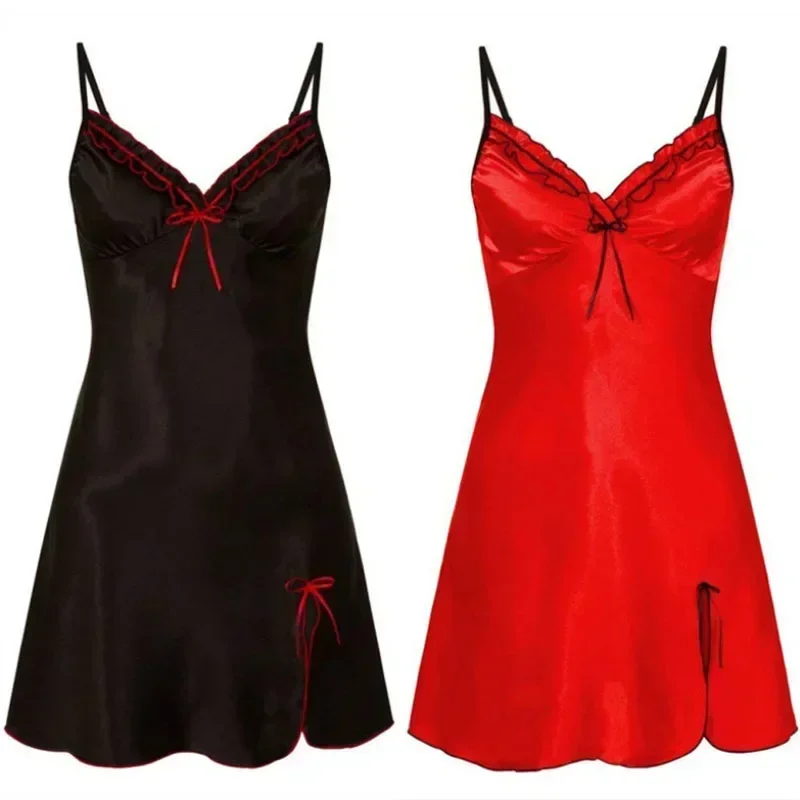 Пижамы-комбинации платье для сна сексуальное женское белье ночное на тонких