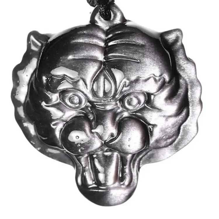 

Wholesale Price Natural Silver Obsidian Crystal Tiger Head For Pendant