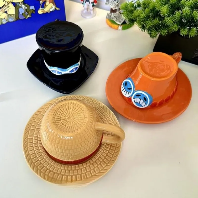 

Цельный кусок Luffy керамическая кружка Ace Sabo Аниме Фигурка периферийная кофейная чашка собирать Рабочий стол Декор овса искусственный подарок для мальчиков