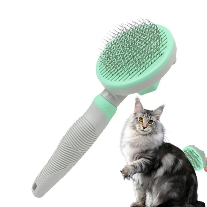 

Dog Grooming Comb Pet Hair Remover Brush Self Cleaning Grooming And Dematting Tool With Ergonomic Non-Slip Handle For Long And