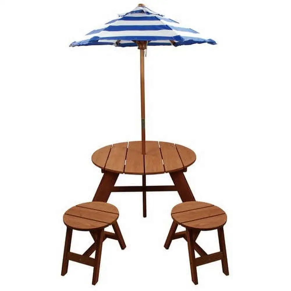 

Homeware Children's Brown Wood Round Table with Umbrella and 2 Chairs