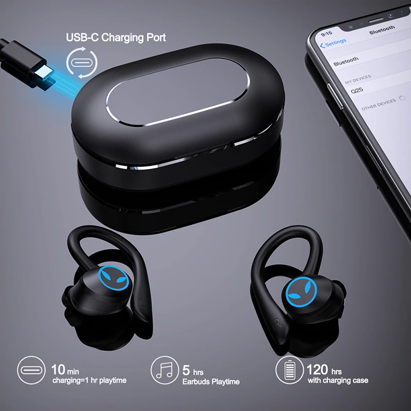 

TWS-наушники Q25 с поддержкой Bluetooth и защитой от воды