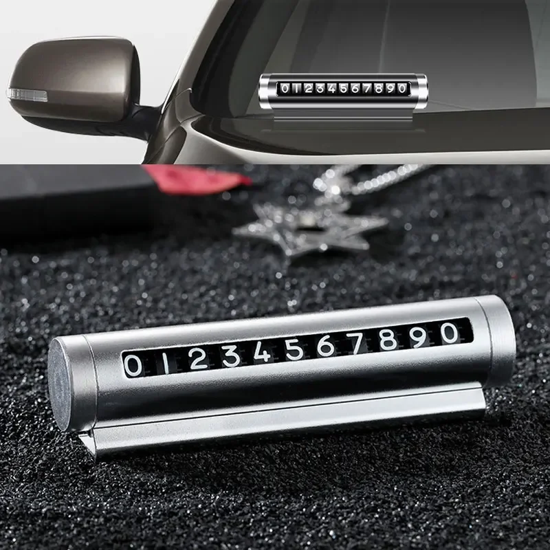 

Metal Car Temporary Parking Card Universal Rotate Phone Number Plate Aluminum Stickers Park Stop Car-styling Auto Accessories