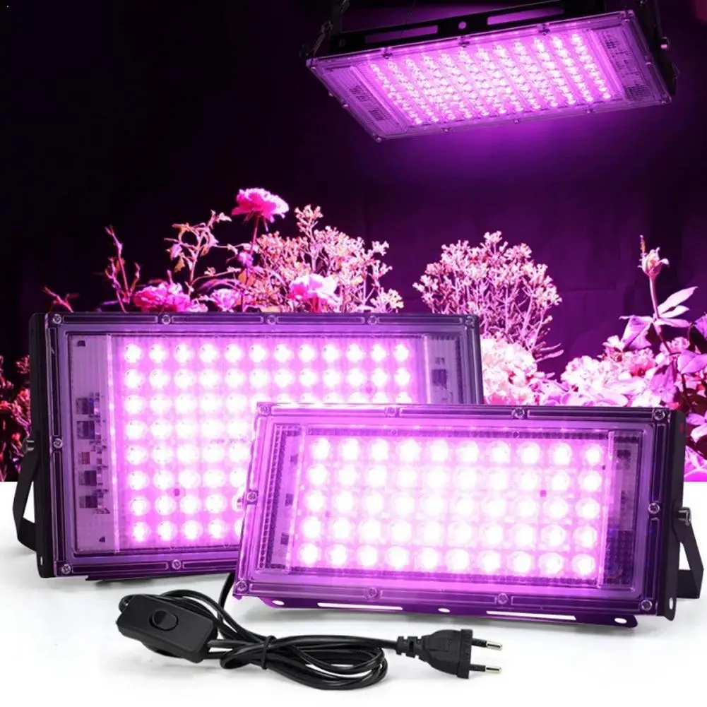 Фото Светодиодная фитолампа 50W 100W 150W AC 220V, полноспектральный прожектор для теплиц и гидропоники, фитолампа для цветов №1
