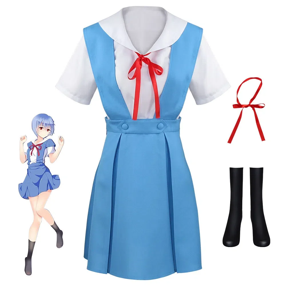 

Halloween Japanese Anime Evangelion Women Cosplay Asuka Langley Soryu Tokyo Ayanami Rei Costume School Uniform