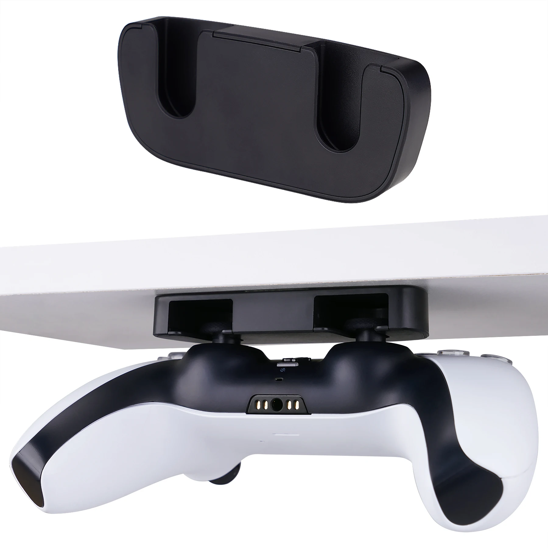 

PlayVital Under Desk Controller Stand Holder for ps5 Controller Rack Hanging Table Mount for ps4 Controller - Black