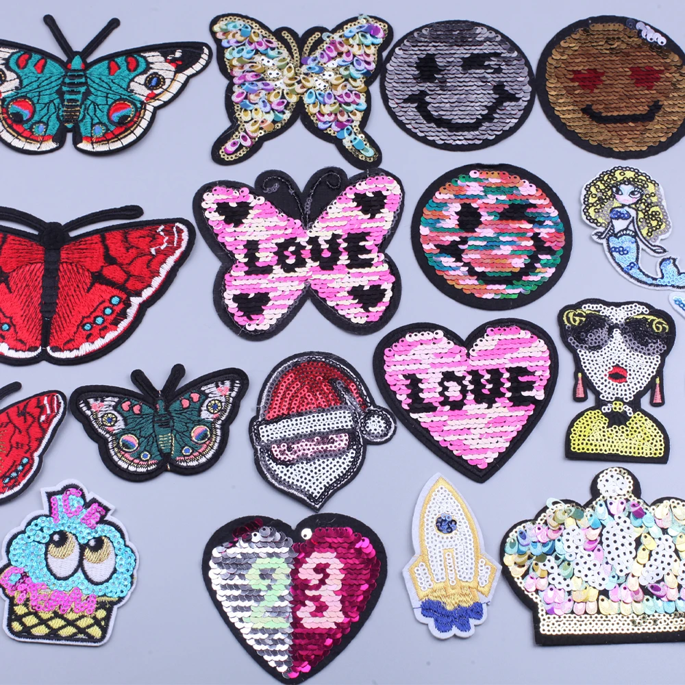 

Iron on Transfers for Clothing 2022 New Butterfly Embroidered DIY Patch Fabric Sticker Cloth Badge Embroidery Clothing Patches