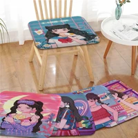 ins kawaii japanese anime illustration girl round fabric cushion living room sofa decor students stool office chair cushions