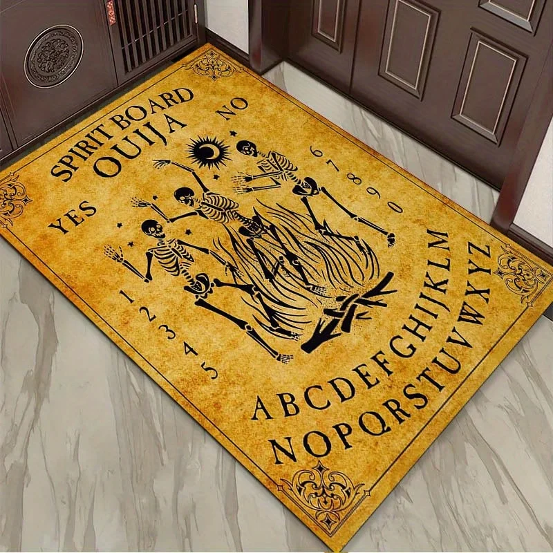 Фото Духовный танцевальный коврик со скелетом Ouija Board — мистический домашний декор для оконтных болельщиков, винтажный дизайн с алфавитом и цифрами №3
