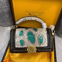 real python skin womens bag leather flip top luxury brand designer handbag european and american style personalized fashion bag
