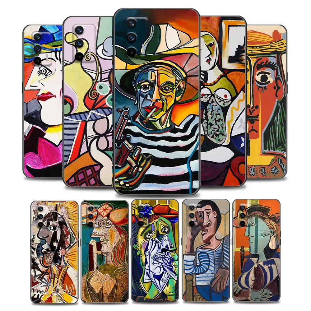 

Picasso Abstract Art Painting Phone Case for Realme Q2 C20 C21 V15 8 C25 GT Neo V13 5G X7 Pro Ultra C21Y Soft Silicone