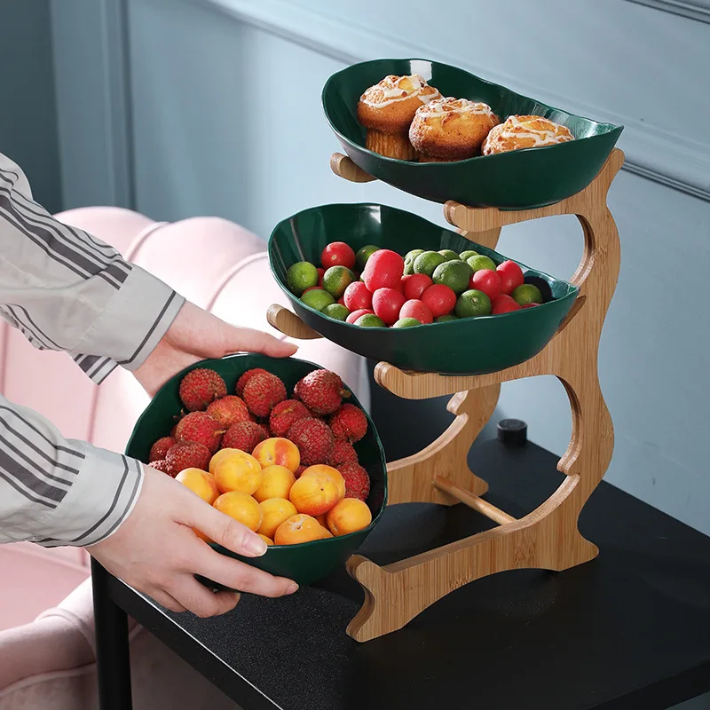 

Three Layer Fruit Plate Home Living Room Plastic Snack Dish Creative Modern Dried Fruit Basket Candy Cake Stand Salad Bowl