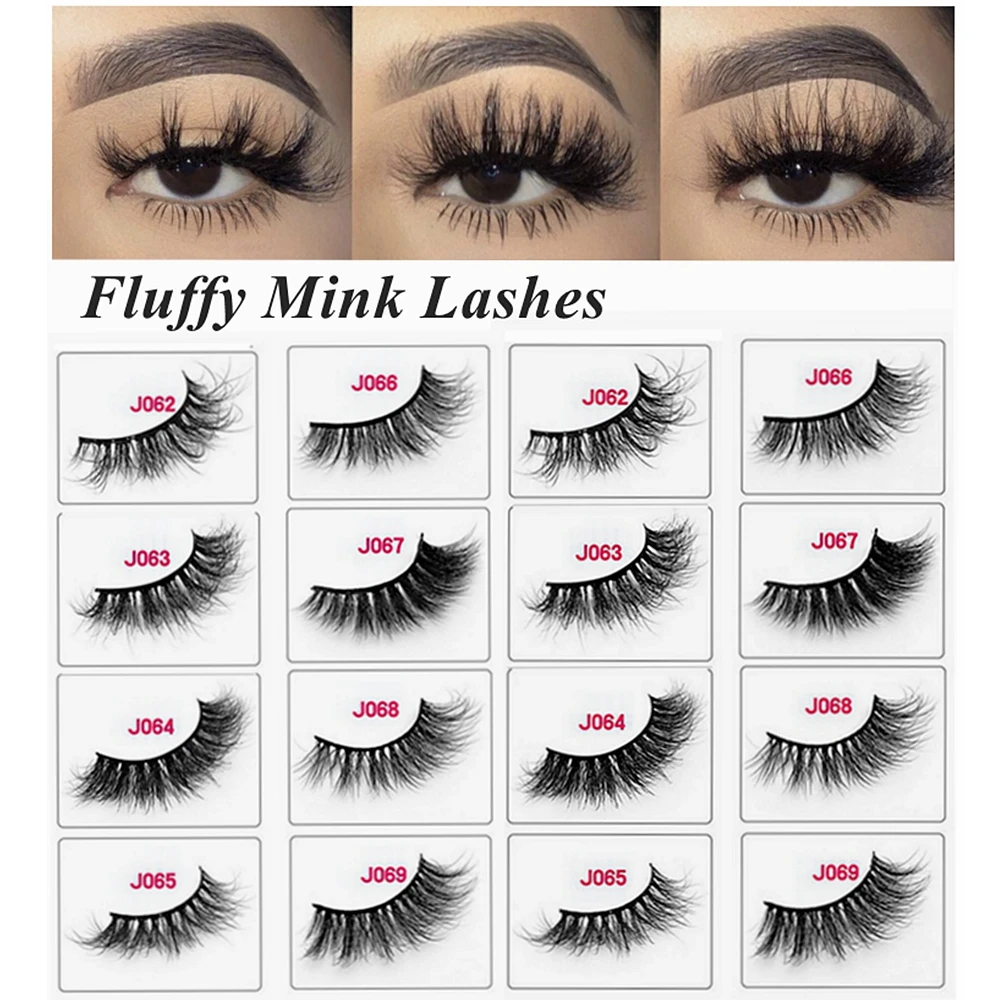 

3D Wispy Fluffy Messy Mink Eyelashes Hair Lashes Volume Natural Long Thick Handmade faux cils Eyelashes Extension in bulk-J1