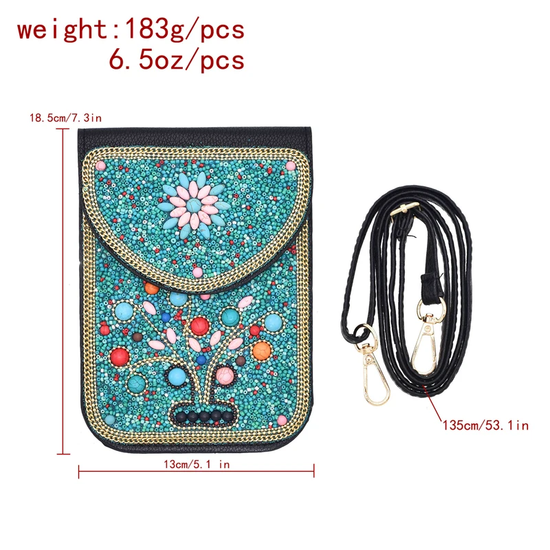 Акриловая красочная женская сумка через плечо с цветочным дизайном в богемном