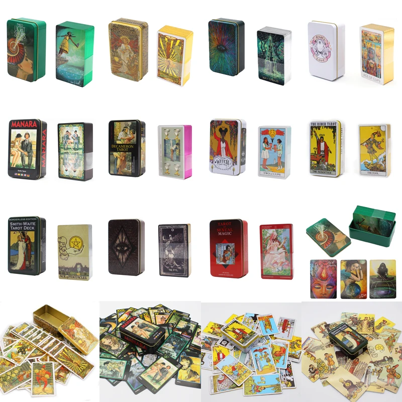 

Light Seers Tarot Deck in a Tin Box Gilded Edge For Beginners Fortune Telling Game Card Light Seer's Oracle 78 Card Deck