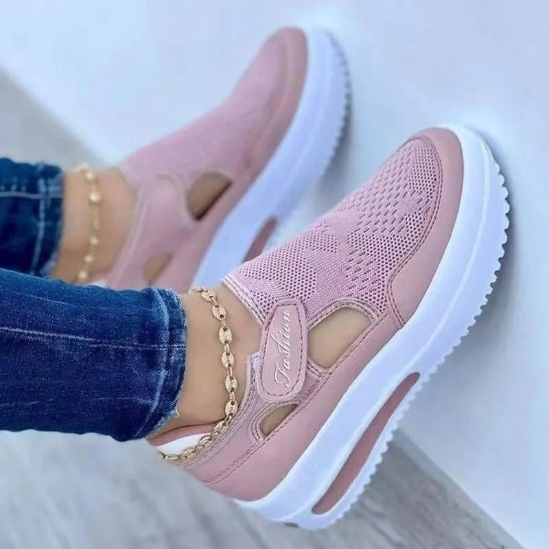 

Platform Sneakers Women 2022 Summer New Breathable Mesh Velcro Wedge Casual Sport Shoes Size 43 Non slip Woman Vulcanize Shoes