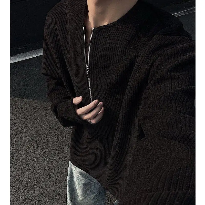 Серый свитер Cleanfit на полумолнии мужской зимний свободный Advanced Sense американский