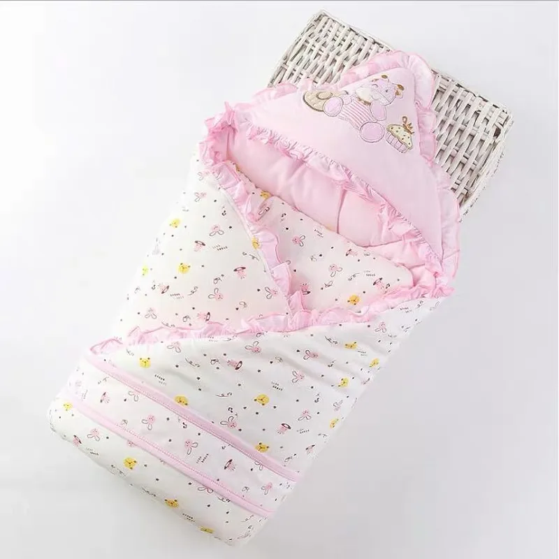 

Baby Sleeping Bag Cotton Envelope Blankets Newborn Swaddle Wrap Stroller Quilts Cartoon Cotton Blanket Baby Swaddle