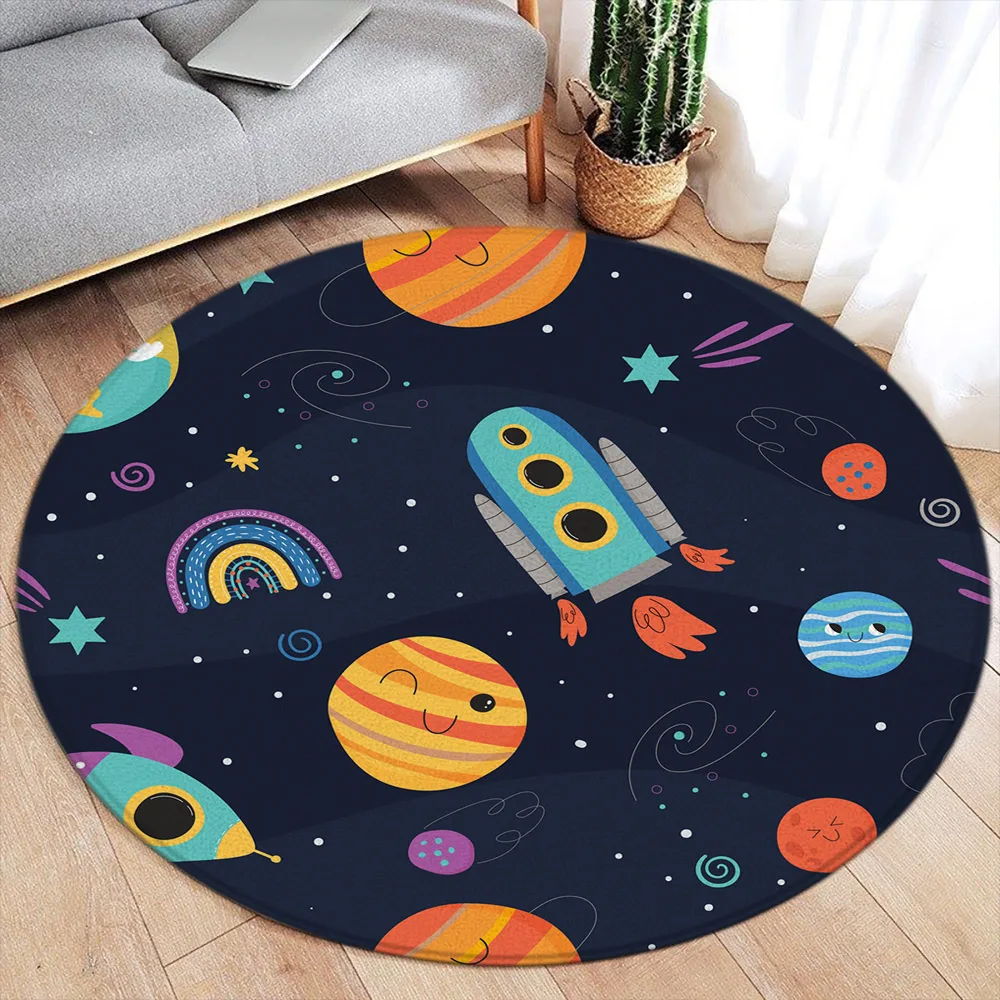 Мультяшный круглый ковер с планетами милая детская спальня гостиная украшение