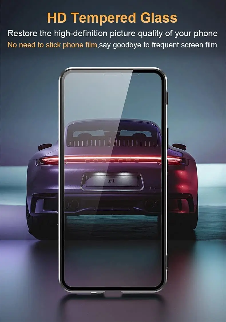 Nothing Phone 1 Case, Magnetic Adsorption 360 Degree Mobile Phone Case Tempered Glass Aluminium Frame Magnetic Transparent Case