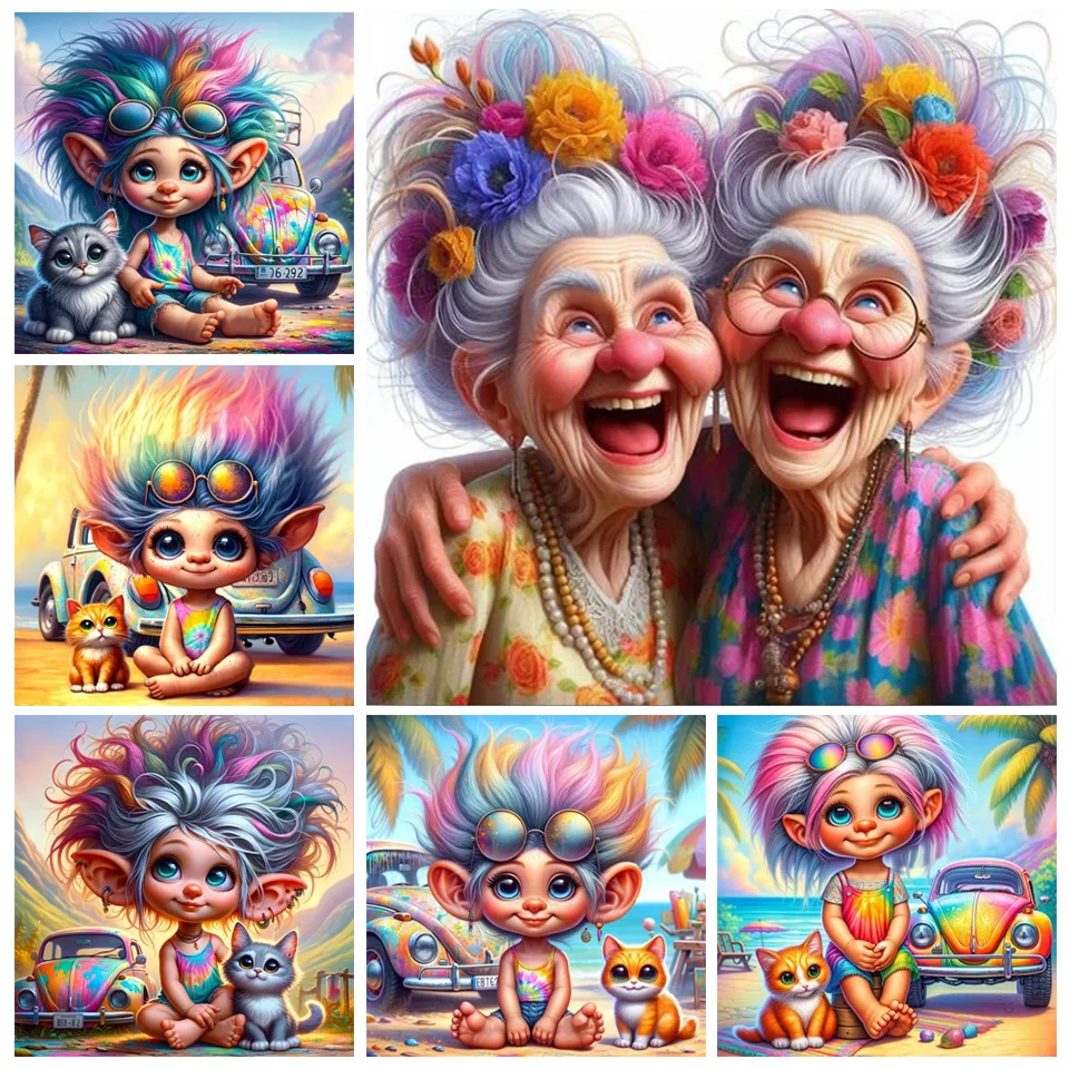 Красивый летний путешествует девушка кошка 5D DIY алмазная живопись мультфильм