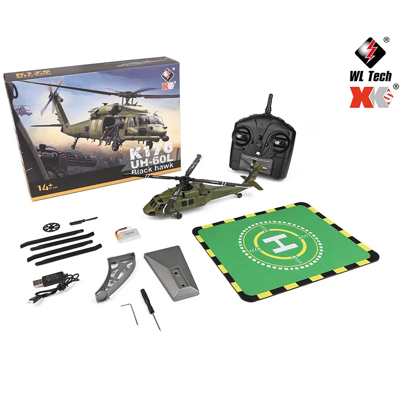Wltoys K170 Black Hawk UH60l Вертолет с дистанционным управлением четырехканальный четыре