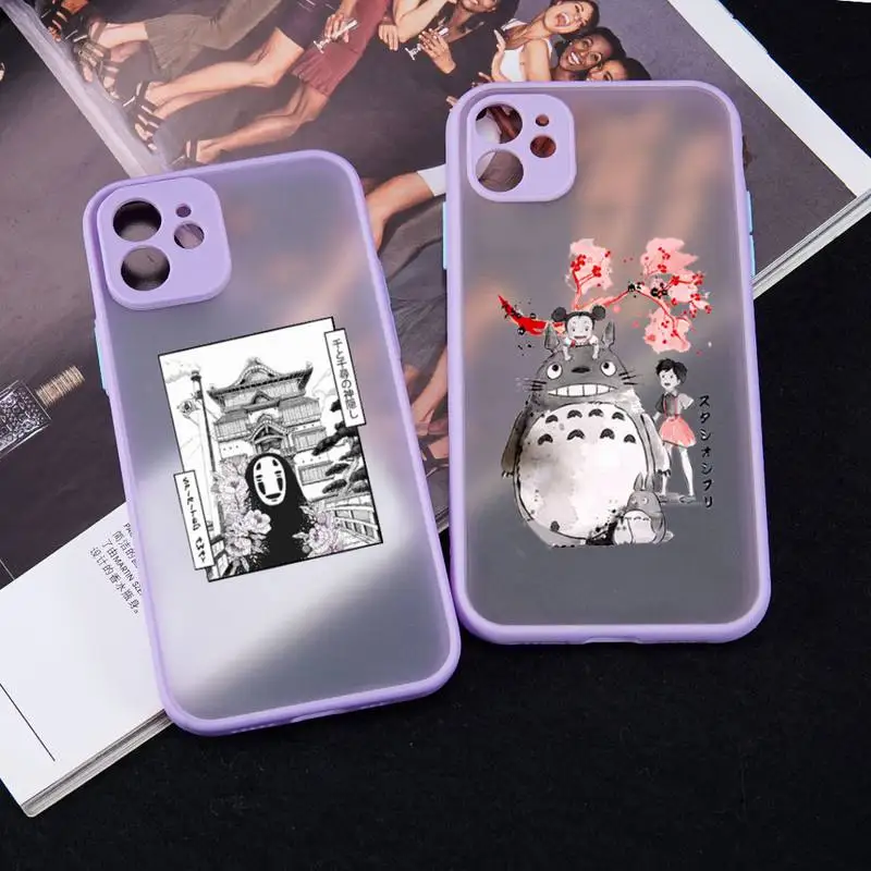 

Totoro Spirited Away Ghibli Miyazaki Phone Case matte transparent For iphone 7 8 11 12 13 plus mini x xs xr pro max cover