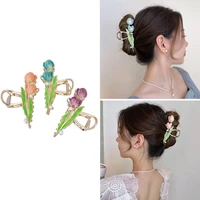 2022 trend tulip flower hair claws for women girls korean geometric hair clamp grab hair clips hairpin fashion hair accessories