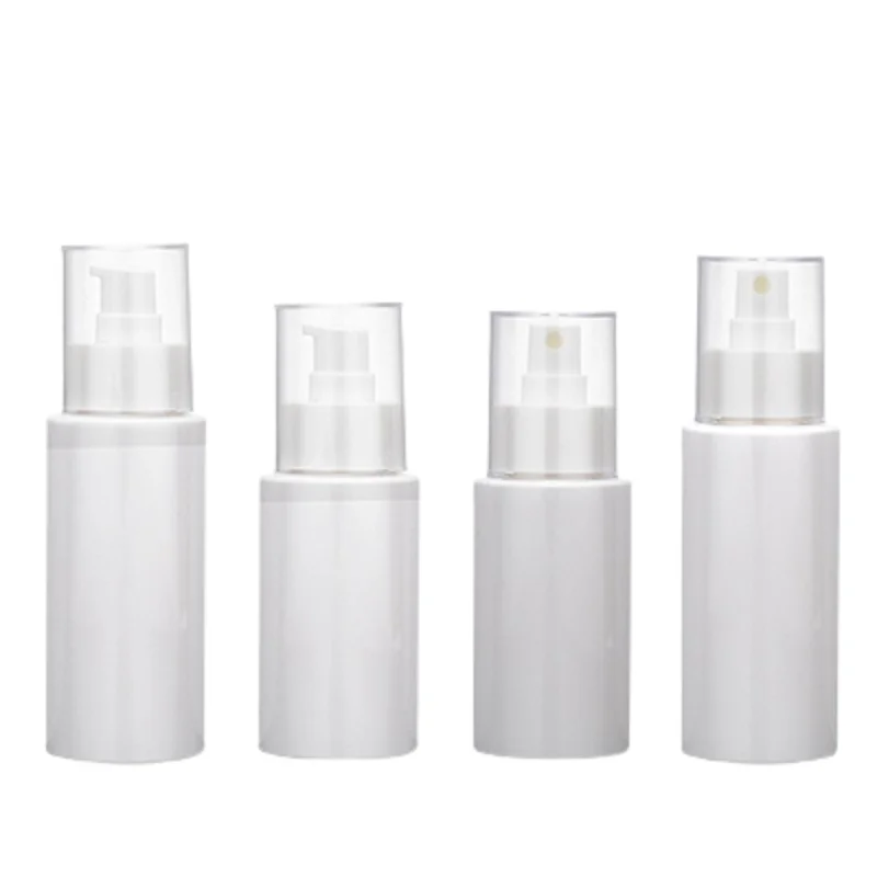 

120ML 160ML Empty White Plastic Bottle PET Lotion Spary Press Pump With Clear Cover Refillable Cosmetic Packing Container 20Pcs