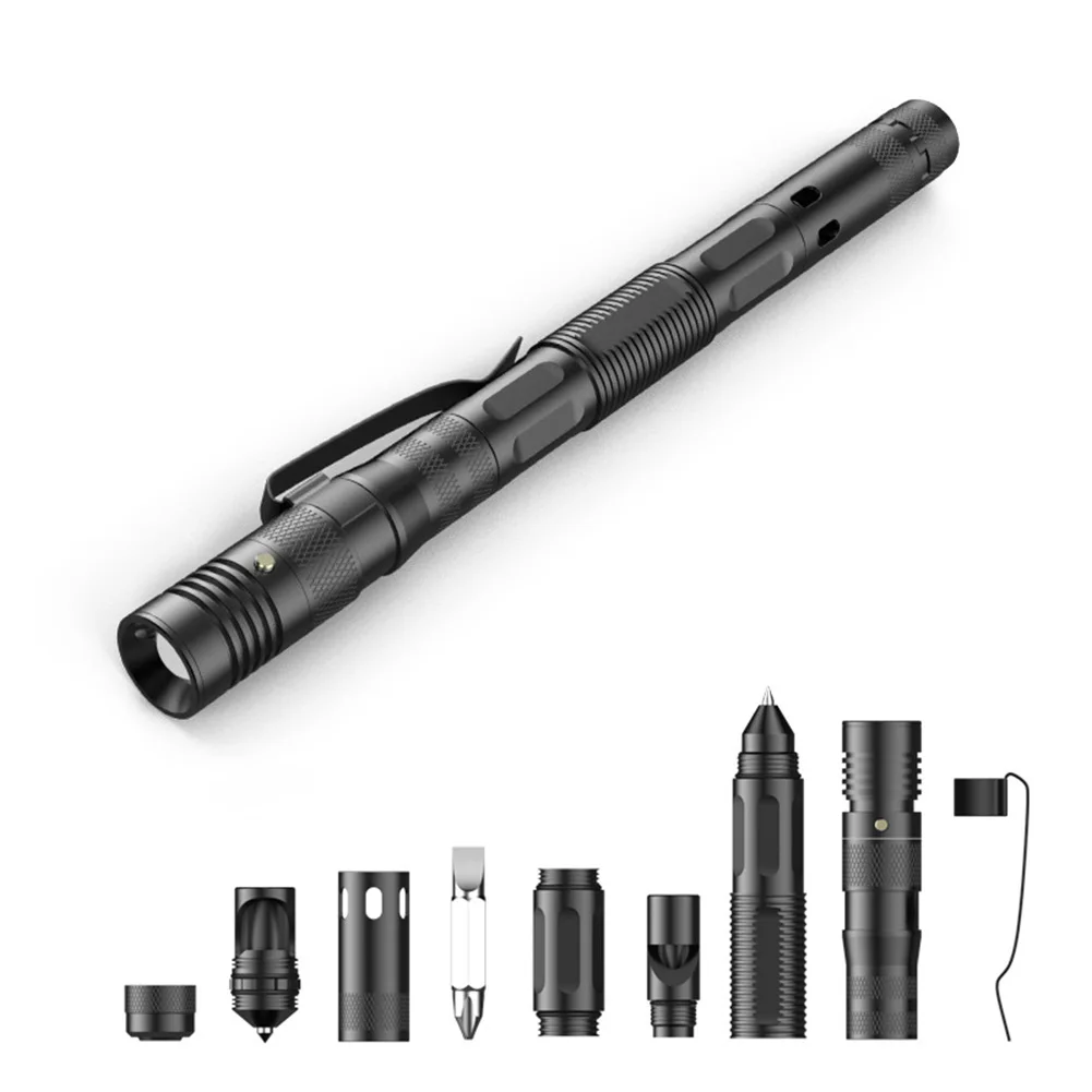 

Multifunctional Mini Portable LED Flashlight EDC Screwdriver Outdoor Self-defense Pen Survival Tools Camping Opener Lighting