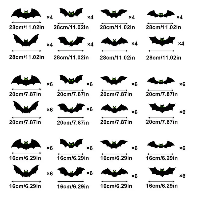 Наклейки с летучей мышью 3D украшения летучими мышами на Хэллоуин светящиеся