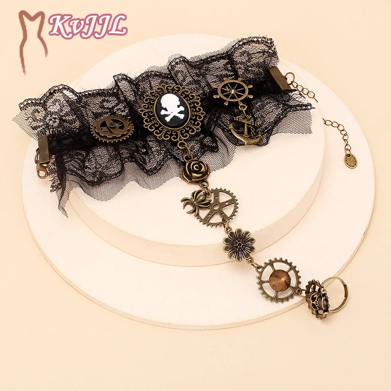 

Женские винтажные перчатки в стиле стимпанк, манжета на запястье, Экипировка для девушек, викторианский стиль, браслет, ювелирные изделия, аксессуары, кружевные наручники