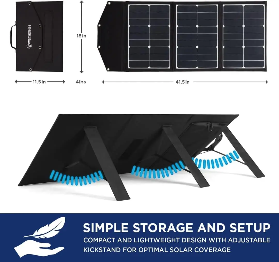 

Portable 60W Solar Panel for Portable Power Stations, iPhone, iPad, Tablets, Laptop, with QC 3.0 USB and USB-C ports