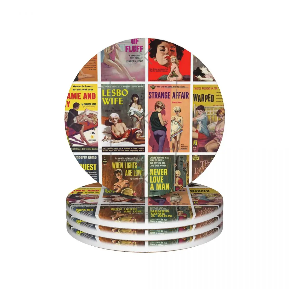 Керамические подставки для напитков Lesbian Pulp Fiction Novels