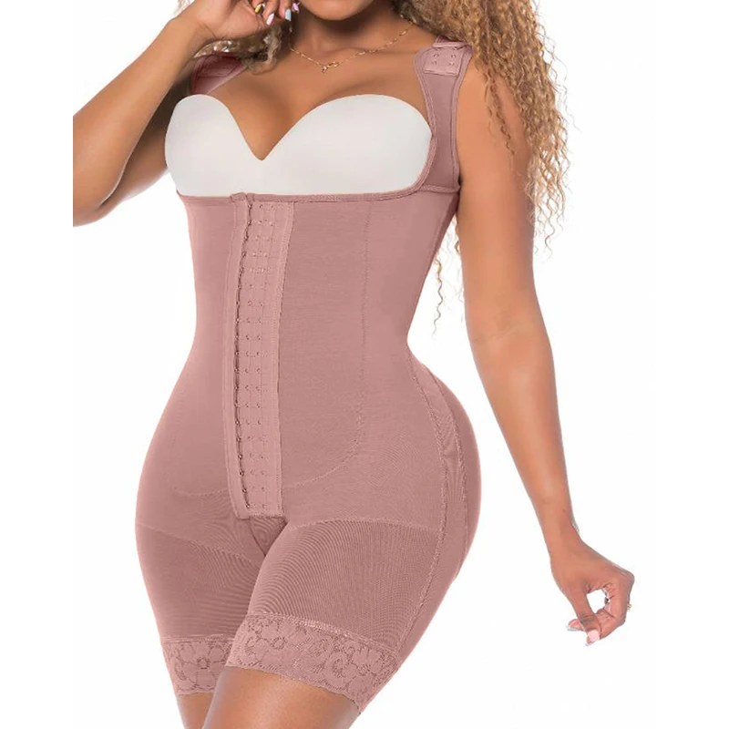 .High Compression Full Body Shapewear With Hook And Eye Front Closure Shaper Adjustable Bra Slimming Bodysuit Fajas Colombianas