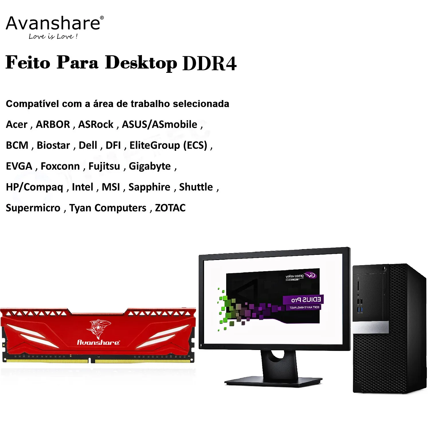 ОЗУ Avanshare DDR4 4 ГБ 8 16 32 2400 МГц 2666 3200 Память Dimm для настольного компьютера высокая