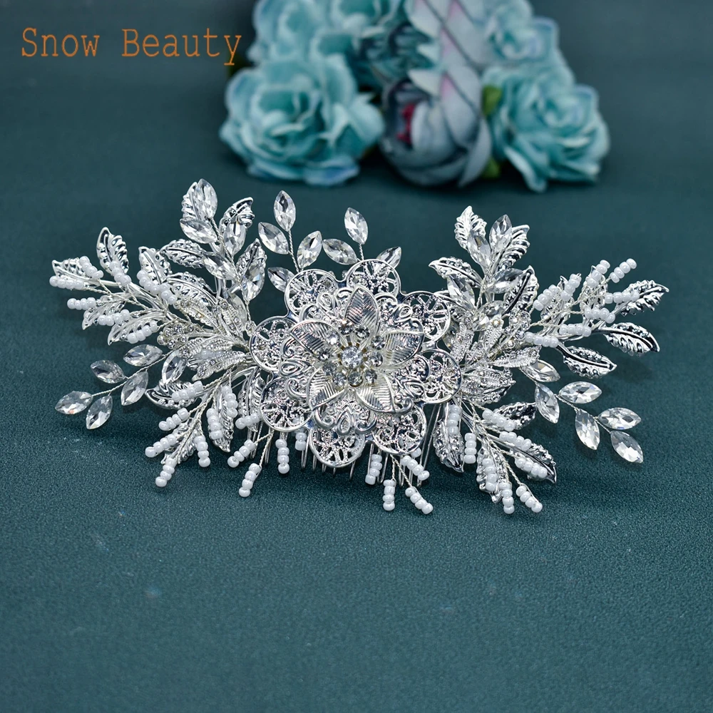 

DZ099 Luxury Leaves Woman Hair Comb Bride Hair Clip Bridal Tiara Handmade Girl HeadwearBridesmaid Headpiece Wedding Accessories